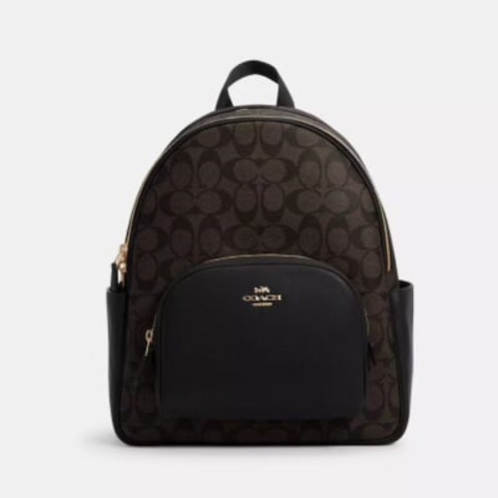 Coach Signature Black and Brown Backpack
